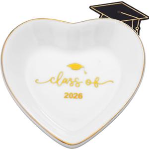 Class of 2026 Graduation Gift for Her Ceramic Jewelry Tray Dish Congratulations Gift Trinket Ring Dish for College Graduation Best Friends Nieces Sisters Memorial Present