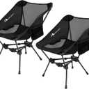 MOON LENCE Portable Camping Chair Backpacking Chair - The 4th Generation Ultralight Folding Chair - Compact, Lightweight Foldable Chairs for Hiking Mountaineering, Beach (Black-2 Pack)