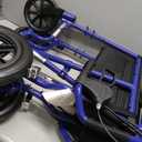 Medline Lightweight Foldable Transport Wheelchair with Handbrakes and 12-Inch Wheels, Blue Frame, Black Upholstery