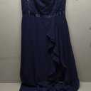 Women's Retro Lace Contrast Chiffon Ruffle Evening Maxi Dress, L