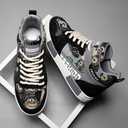 Men's Fashion High Top Chinese Style Skate Sneakers Stylish Comfortable Skateboarding Road Running Walking Shoes, Size 47