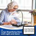 Magnifying Glass with Light and Stand 50 Ultra-Bright LEDs Large Magnifying Lamp 360 Flexible Gooseneck Magnifying Glass with Stand Hands Free Magnifier Glasses for Sewing Reading Crafts Seniors