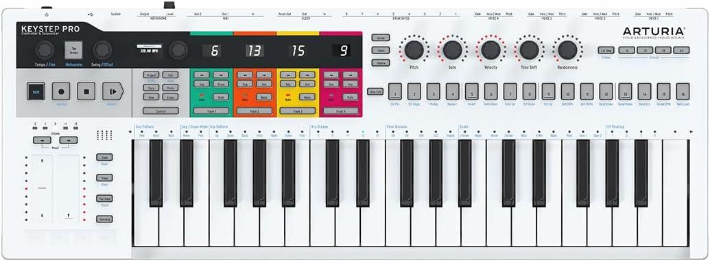 Arturia KeyStep Pro 37-Key Controller & Sequencer USB/MIDI/CV Keyboard Controller, with Aftertouch, 4 Polyphonic, 16-Track Drum Sequencer