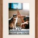 16x20 Natural Oak Wood Picture Frame - Display 12x16 Photos with Mat or 16x20 Without - Modern Minimalist Gallery Wall Poster Frame - Horizontal & Vertical Wall Mounting