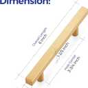 Ravinte 30 Pack Brass 3-3/4 Inch Hole Center Champagne Gold Handles Square Cabinet Hardware Stainless Steel Pulls for Kitchen Cupboard Drawers 6 Inch Overall Length