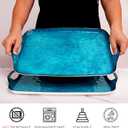 TP Serving Trays with Handles, 17 x 12 Inch Melamine Serving Platters for Food, Meat, Set of 2 Rectangular Trays for Eating, Retro Teal