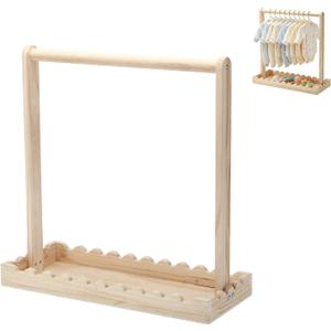 Wooden Baby Clothing Rack for Toddler, Baby Shower Crate Closet, Baby Storage Crate with Hangers, Pets Clothes Rack with Storage Box & Hanging Rod for Dogs Cats, Newborn Gifts Basket (Garden)