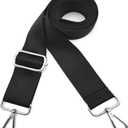 2" Wide Purse Straps Replacement Crossbody Bags Shoulder Guitar Strap for Handbags Sports Laptop Duffel Canvas Camera Bag - Black Belt,Silver Clips (Width: 2 inches)