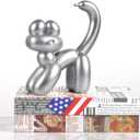 Cute Balloon Cat Statue Decor - 7.8 Inch Modern Cat Statue Ornament, Home Crafts Living Room Desktop Bedroom Sculpture Decoration (Silver, Large)