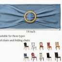 Pack of 50 Spandex Dusty Blue Chair Sashes with Gold Buckles, Stretch Chairs Bands Bows for Wedding Birthday Party Baby Shower Christmas Events Decorations (Dusty Blue Sashes, Gold Buckles)