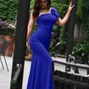 YMDUCH Women's Sexy Sleeveless One Shoulder Ruffle High Split Party Evening Long Formal Dress (Purple, M)