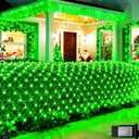 Pooqla 14.8x4.9 ft Net Lights, 300 LED Outdoor Green Halloween Lights with 8 Lighting Modes, Connectable Waterproof Mesh String Fairy Light for Bushes Tree Garden Christmas Decor