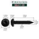 #14 x 1 Pan Head Wood Screws (25 pcs), 18-8 (304) Stainless Steel, Phillips Drive Pan Head Self Tapping Screws, Black Oxide Coated Sheet Metal Screws, Fayeploo (with Phillips Driver Bit)
