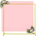 8FT Metal Arch Backdrop Stand and Cover Set, 1 Gold Wedding Square Balloon Stand with 1 Spandex Arch Backdrop Frame Cover for Parties Birthday Baby Shower Bridal Banquet Decoration (Pink) (8FTx8FT, Pink)