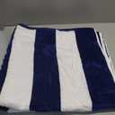 Cotton Oversized Beach Towel - Large 70 x 35 Inch Pool Towel, Navy Blue Striped Quick Dry Swimming Cabana Towel