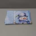 Blue Winter Christmas Curtain Valance for Windows/Living Room/Kitchen/Bathroom/Farmhouse, Holiday Snowman Xmas Pine Tree Snowflake Curtain Short Rod Pocket Tier Curtain Window Treatment Panel 54x18