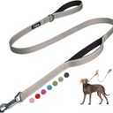 Fida 4 FT Heavy Duty Dog Leash with 2 Comfortable Padded Handles, Traffic Handle & Advanced Easy Snap Hook, Reflective Walking Lead for Large, Medium & Small Breed Dogs, Grey (4 Feet (Pack of 1))