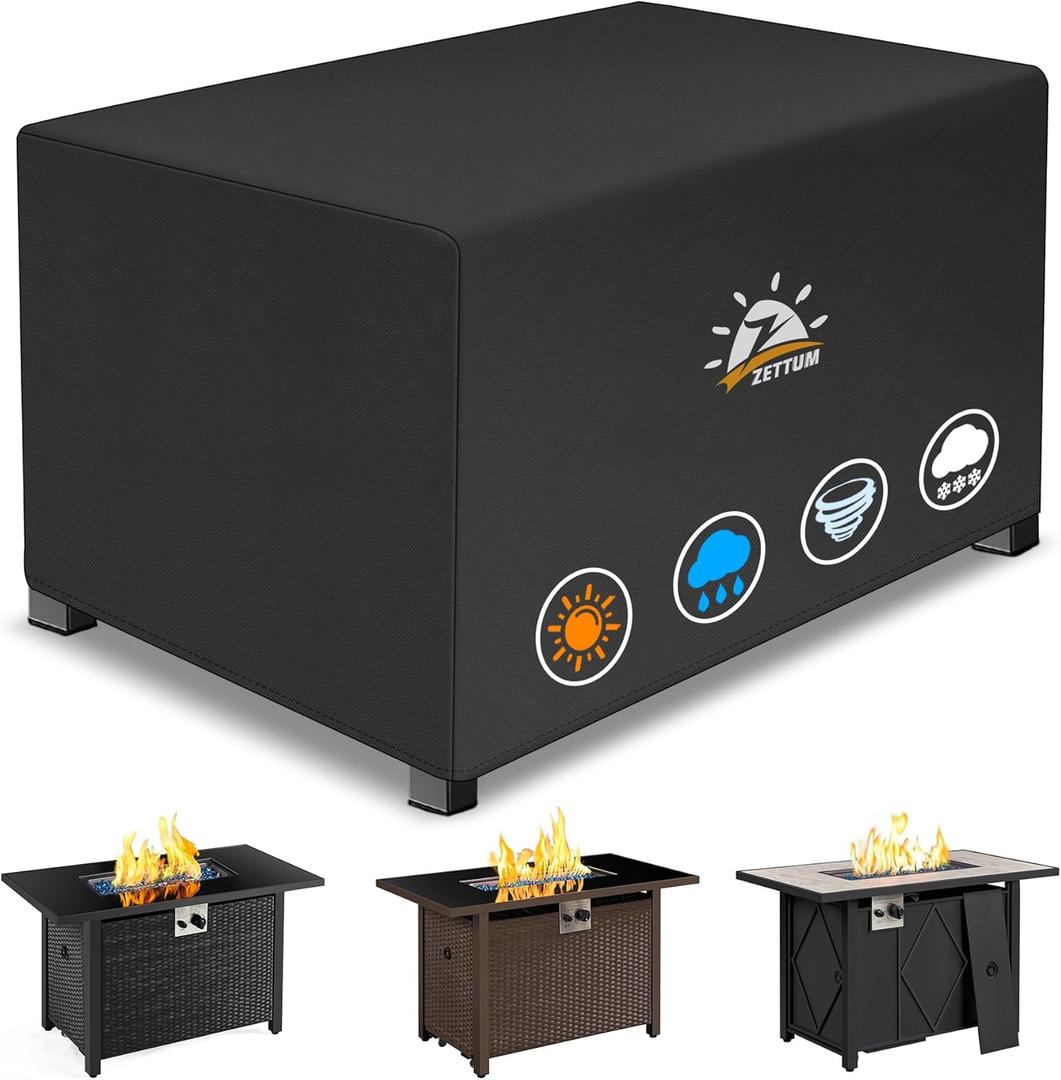 Fire Pit Cover Rectangular 42x24x24 Inch - Outdoor Fire Table Cover Rectangle Heavy Duty & Waterproof, 600D Patio Propane Gas Firepit Cover Rectangular Fade & Weather Resistant