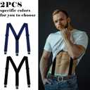 2 Pcs 1.5 Inch Wide Men's Belt Clip Hidden Suspenders Y Back Hook End Adjustable Belt Casual&formal Work Suspenders with Strong Clip for Pants
