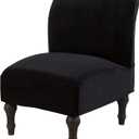 JIAN YA NA Armless Accent Chair Cover, Stretch Armless Chair Slipcover Velvet Armless Chair Covers Slipper Chair Slipcover Furniture Protector Covers for Living Room Bedroom(Velvet, Black)