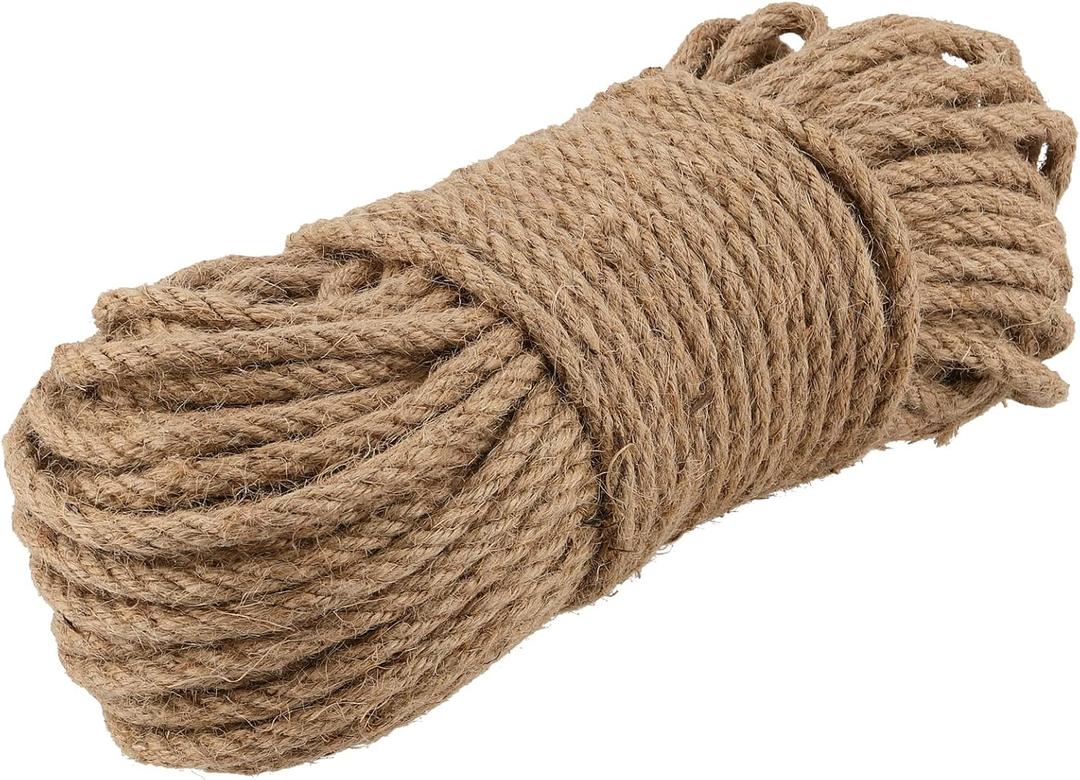 FUNSUEI 3/8 Inch x 164 Feet Natural Jute Rope,10mmThick Hemp Rope, Jute Rope for Crafts,Gardening,Indoor and Outdoor Use