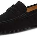 Go Tour Men's Penny Loafers Moccasin Driving Shoes Slip On Flats Boat Shoes (6.5, Black)