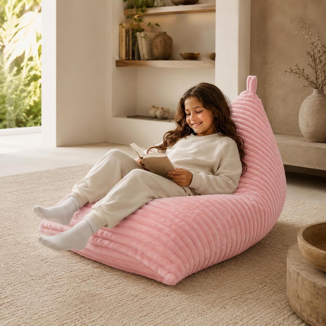 Sea Zaela Daily Leisure Bean Bag Chair Foam Filler Faux Fur Bean Bag Chair for Kids, Standard