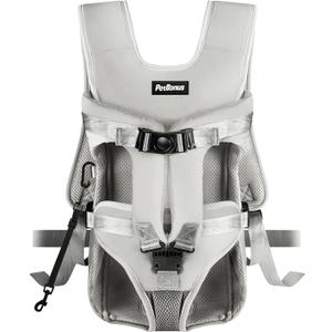PetBonus Pet Front Dog Carrier Backpacks, Adjustable Pet Backpack, Legs Out Easy-fit Puppy Chest Carrier for Medium Small Dogs, Hands Free for Hiking, Cycling (Grey, S)