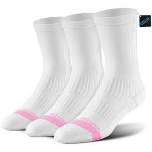 BRISIRA Coolmax Bamboo Viscose Compression Running Crew Socks Women Moisture-Wicking Anti-Blister Cooling Athletic Mid Calf M