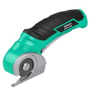 Cardboard Cutter Electric Box Cutter, Father Day Gifts for Dad from Daughter Son Wife, 4V Cordless Electric Scissors Rotary Blade for Cardboard Recycling Rechargeable DIY Tools Cutting Carpet Leather (Warm Yellow)