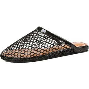 Women's Mesh Mules Breathable Slip-On Net Flats Lightweight Mesh Ballet Flats for Women for Casual Or Indoor Wear (6, Black)