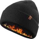 TRENDOUX Winter Merino Wool Beanie: Knit Warm Beanie Hats for Men Women Soft Unisex Stocking Cap (Black)