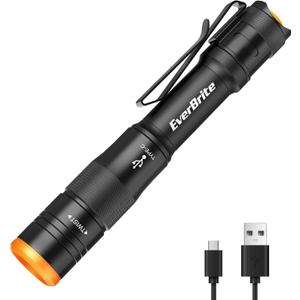 EverBrite Mini Pen Light, Rechargeable Pocket Pen Flashlight with USB C Cable, 4 Light Modes, 300 Lumens Small Flashlight with Clip for Inspection, Repair, Outdoors, Emergency, Black