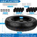 13 Inch Flat Free Wheels Tires 4.00-6 Solid Replacement with Universal 5/8" Axle Bore Hole, 16 Spacers and 8 Pins, for Wheelbarrow, Garden Wagon, Hand Truck, Trolley, Lawn Mower, 4 Pack