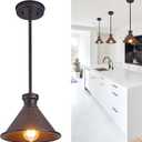Max 58Ht Adjustable Tube Mini Pendant,Vintage Hammered Pattern Cast Aluminum Shade,1-E26 Classic Lamp,Oil Rubbed Bronze Farmhouse Hanging Light for Kitchen Island,Entryway,Dining Room.