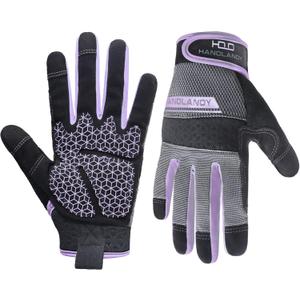 HANDLANDY Women Safety Work Gloves Utility Touch Screen Working Grip Glove for Yardwork Gardening Breathable Mechanic Gloves (Small (Pack of 1), Purple-upgraded)