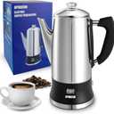 APOXCON Electric Coffee Percolator, Stainless Steel, with Glass Knob, Automatic Keep Warm, Cordless Serve,12 Cup