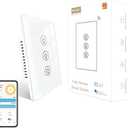 MOES Triple Dimmer Switch for LED Lights, Full Range Dimming, WiFi Smart Light Switch Neutral Wire Required, Single Pole, 300W INC, 75W LED/CFL, Smart Life/Tuya APP Remote Control
