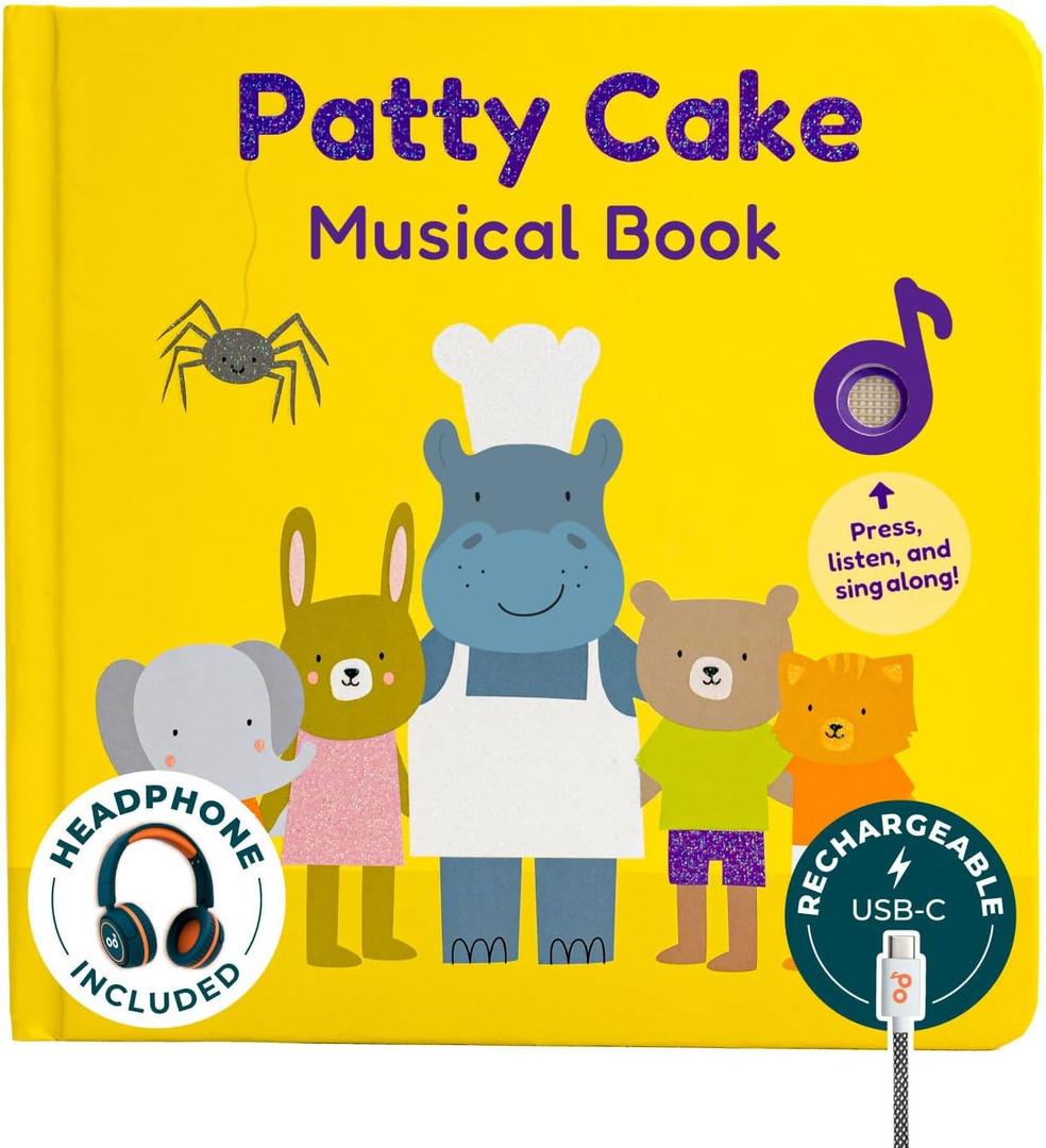 Calis Books Patty Cake Nursery Rhymes  Interactive Sound Book for Toddlers 13, Kids Headphones Included, Musical Book for 1 Year Olds, Perfect First Birthday Gift, 6 Favorite Songs