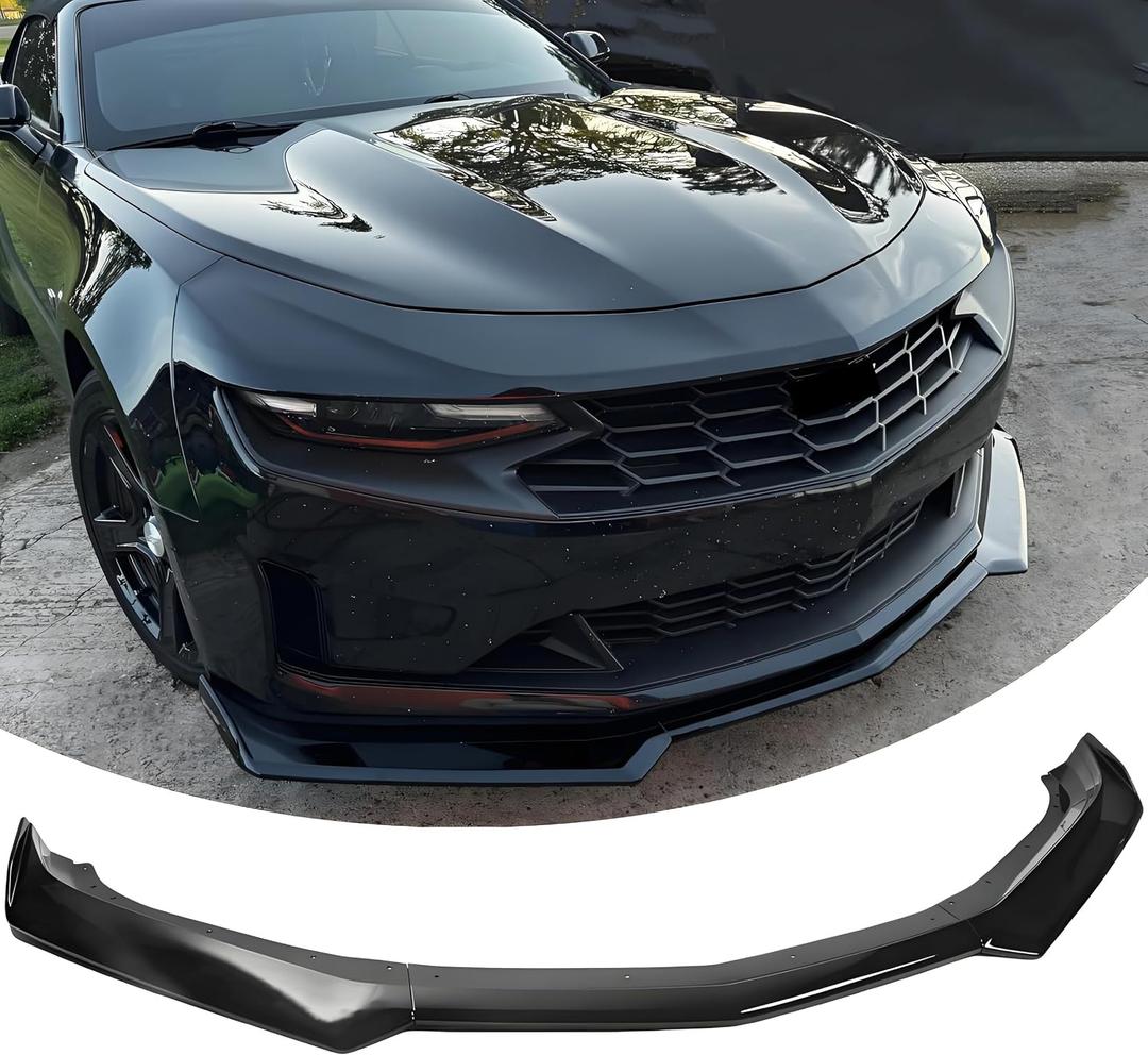 Front Bumper Lip Splitter Spoiler Fit for 2016-2024 Chevy Camaro SS/ 1SS/ 2SS2019-2024 SS LT LS Gloss Black 3pcs Accessories Air Chin Body Kit