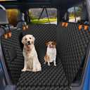 Mancro Floor Dog Hammock for Truck with Flip Up Rear Seats, Waterproof Dog Back Seat Cover with Mesh Window Heavy Duty Back Seat Cover for Dogs, Compatible with F150, Chevy Silverado & RAM, Orange (XXL)