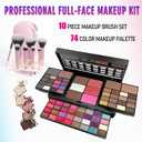 74 Colors Makeup Palette with 10-Piece Makeup Brush Set  All-in-One Full Face Makeup Kit, Eyeshadow, Lip Color, Blush & Contour Set, Gift for Women