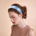 3 x WantGor 1.6 Inch Wide Headbands Silk Satin Plain Headband for Women, Non Slip Solid Hair Bands Hair Accessories Cosplay DIY Holiday Head Band (Blue, Large)