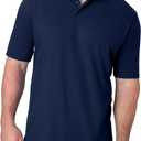 Hanes Mens X-Temp Short Sleeve Polo Shirt, Midweight Men's Shirt (Navy)