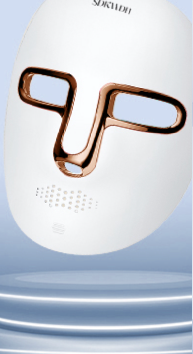 SDKWDH Red Light Photon Facial Mask, Wireless Rechargeable & Ergonomic Design with NIR, Portable for Home & Travel, Gold