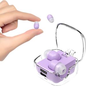 Small Bluetooth Mini Invisible Earbuds for Small Ears Low Profile Tiny Discreet Hidden Smallest Earbuds for Work Ear Buds Invisible Headphones Buds Lavender