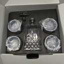 Crystal Whiskey Decanter Set In Gift Box - Includes 4 Crystal Whiskey Glasses and 4 Big Ice Ball Molds - Unique Whiskey Gift for Men