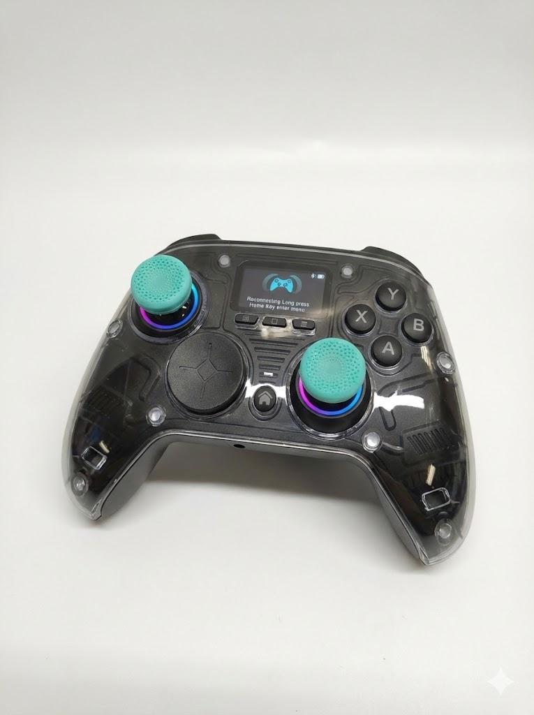 AOC PC Controller Interactive Screen Wireless Controller Compatible with PC/Switch/Switch 2/iOS/Android, Hall Effect Joystick & Triggers, RGB Lighting, Adjustable Vibration/Turbo, 1000mAh Battery