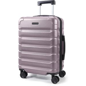LIGHT FLIGHT Carry On Luggage 22x14x9 Airline Approved, Expandable Carry On Suitcases with Wheels, Lightweight Luggage, Durable Hard Shell 20 Inch Rolling Suit Case for Men Women Travel,Rose Purple