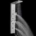 ROVOGO Shower Panel with 4 Body Jets and 4 Mist Spray, Rainfall Waterfall Shower Column Tower with Handheld, Tub Spout and Water Temperature Display, 304 Stainless Steel Brushed